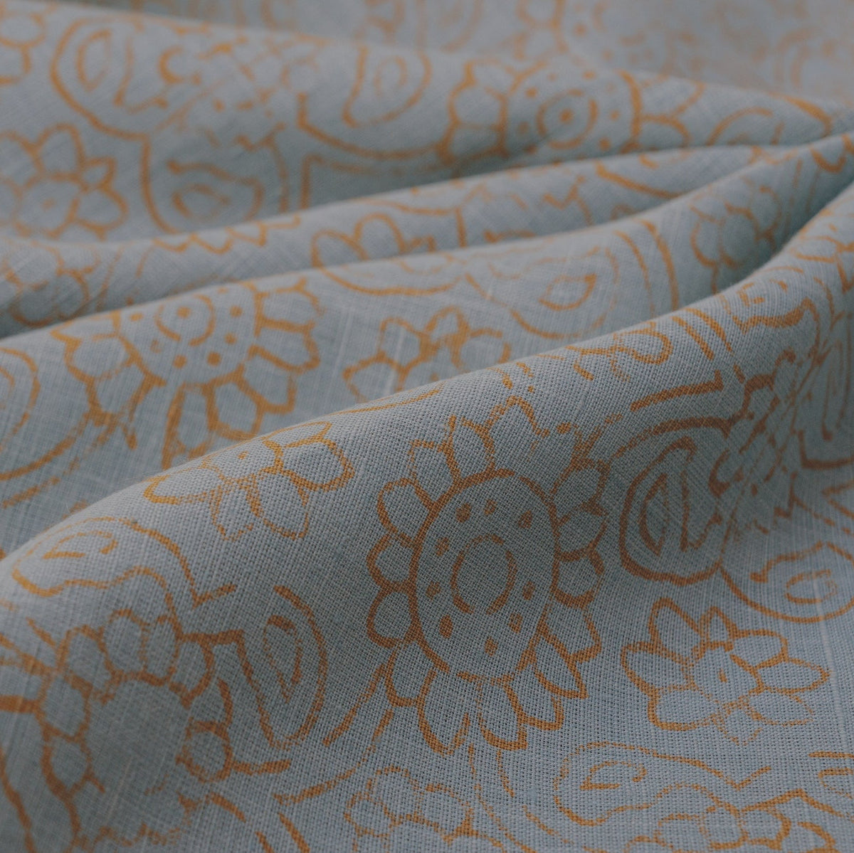 Pale Blue/Straw Hemp/Raw Silk Fabric by the Yard — Hemp Silk Threads — view 2