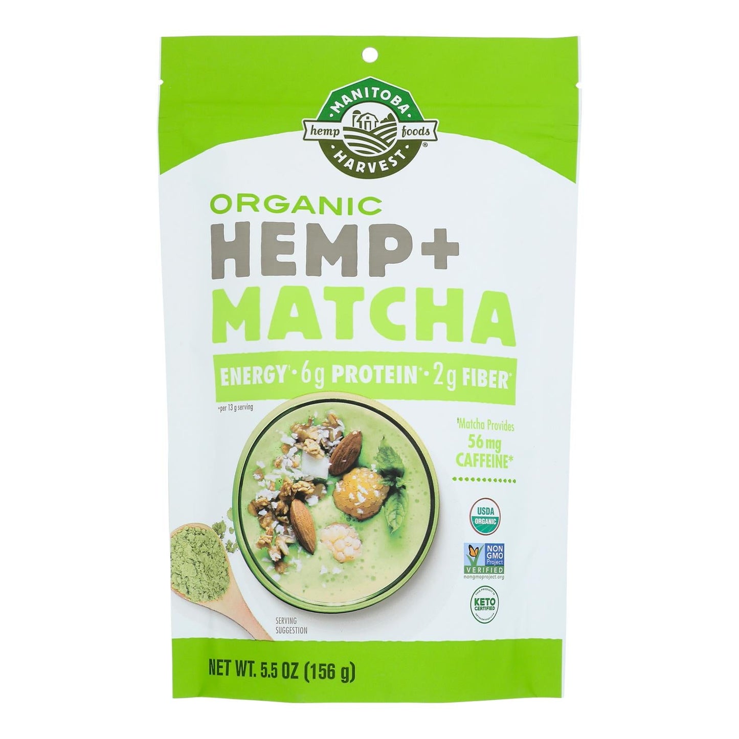 Manitoba Harvest Organic Hemp + Matcha Powder, 5.5 Oz | 6g Protein, Vegan, Keto, Non-GMO