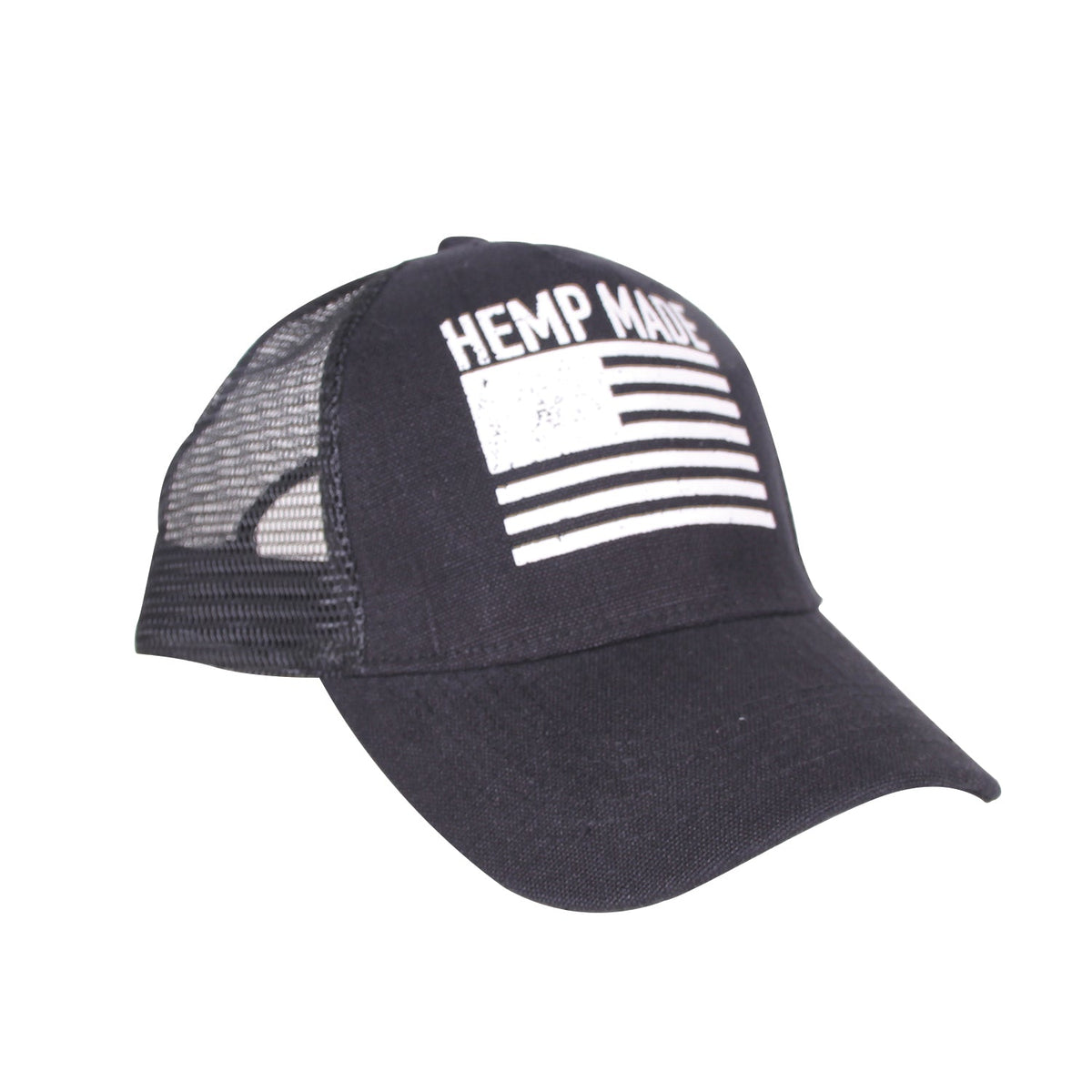 Hemp Trucker Hat with HEMP MADE Logo in Black