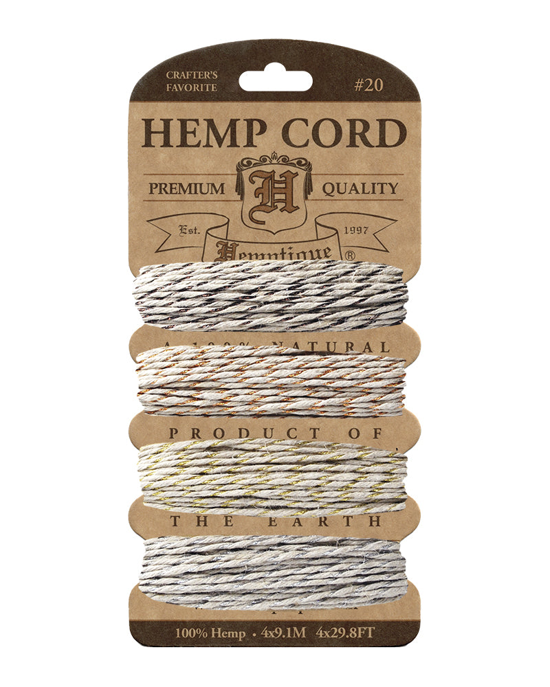 #20 (1mm) Hemp Cord Metallic & Glitter Cards