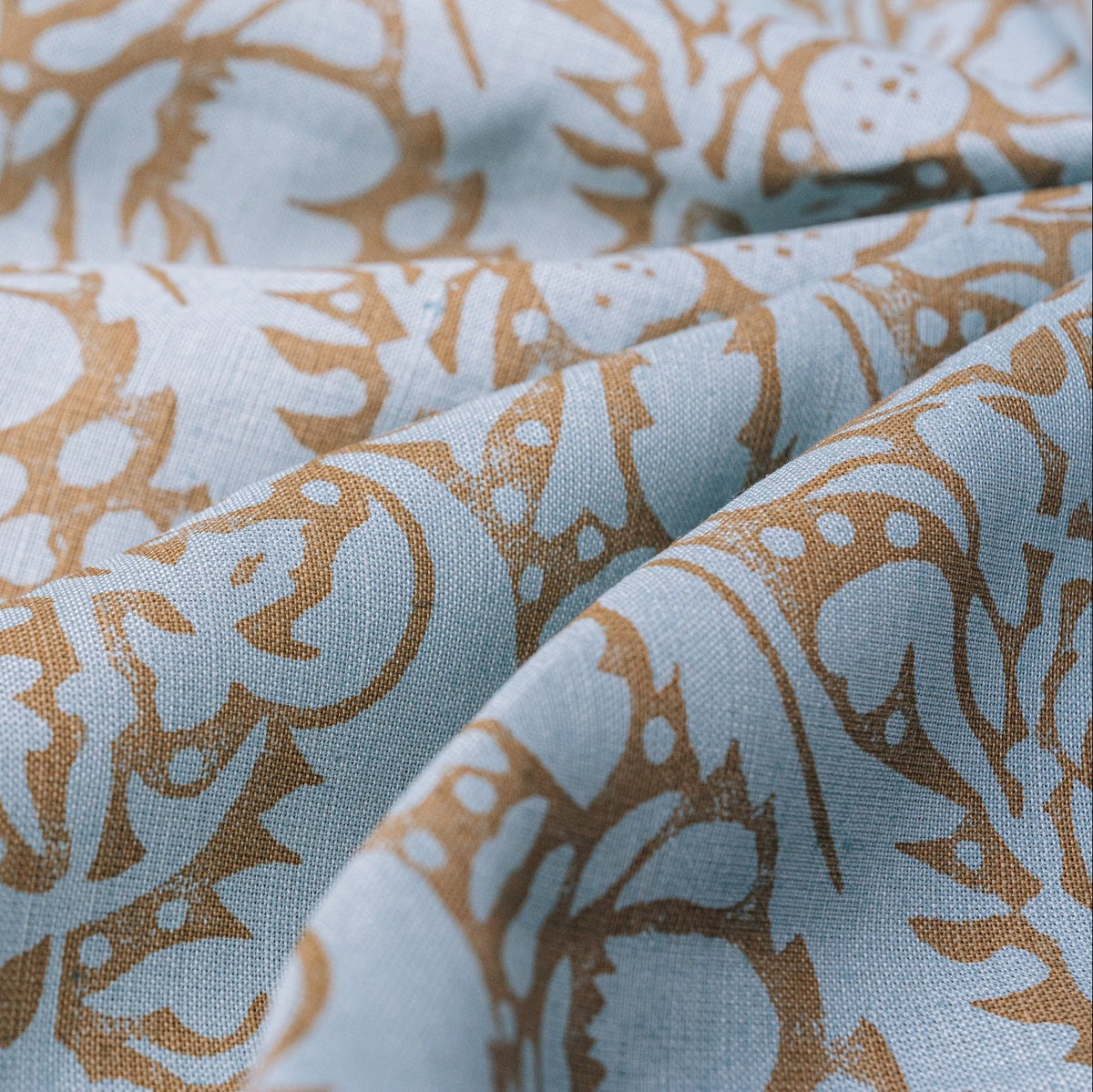Pale Blue/Mid-Putty Fabric by the Yard — Hemp Silk Threads — view 2