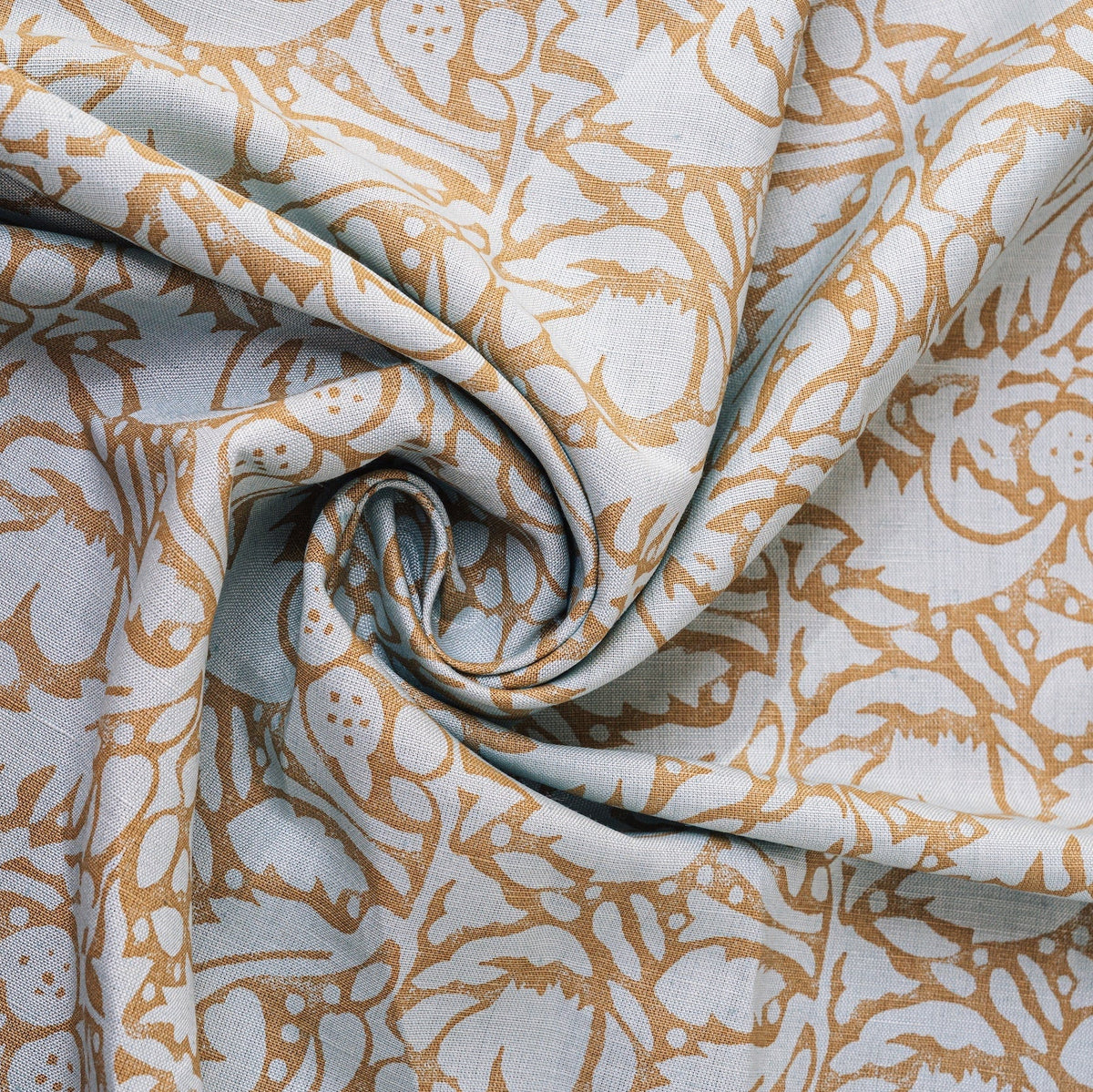 Pale Blue/Mid-Putty Fabric by the Yard — Hemp Silk Threads