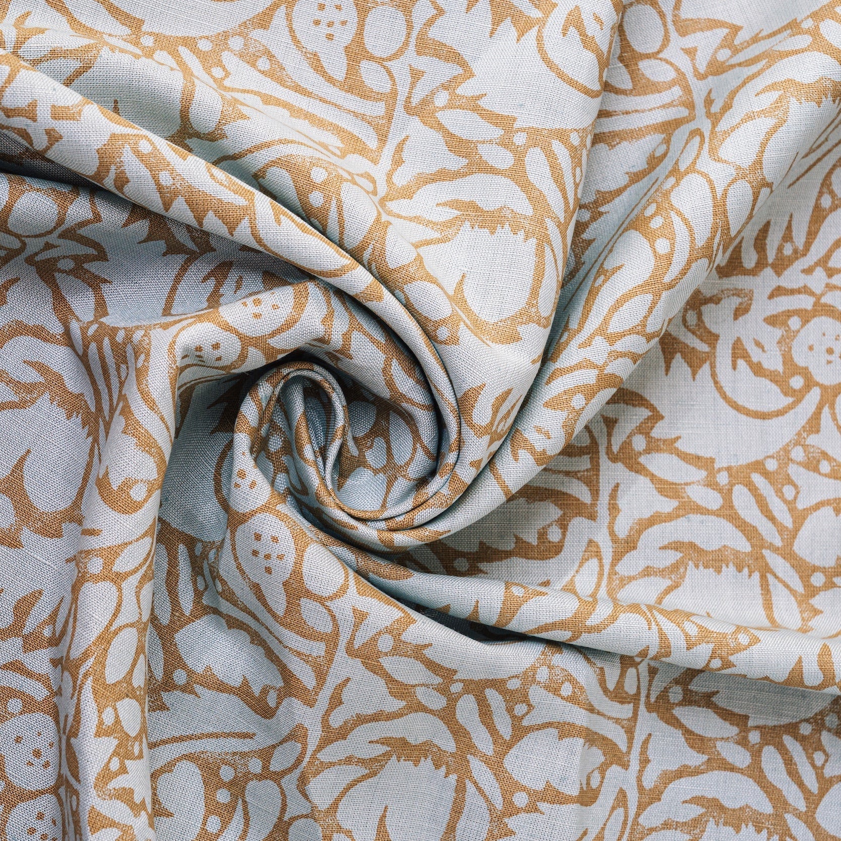 Pale Blue/Mid-Putty Fabric by the Yard — Hemp Silk Threads