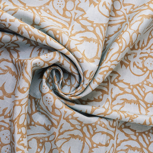 Pale Blue/Mid-Putty Fabric by the Yard — Hemp Silk Threads