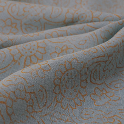 Pale Blue/Straw Hemp/Raw Silk Fabric by the Yard — Hemp Silk Threads — view 2