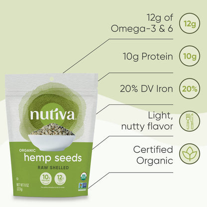 Nutiva Organic Shelled Hempseed, 8 oz, Pack of 6