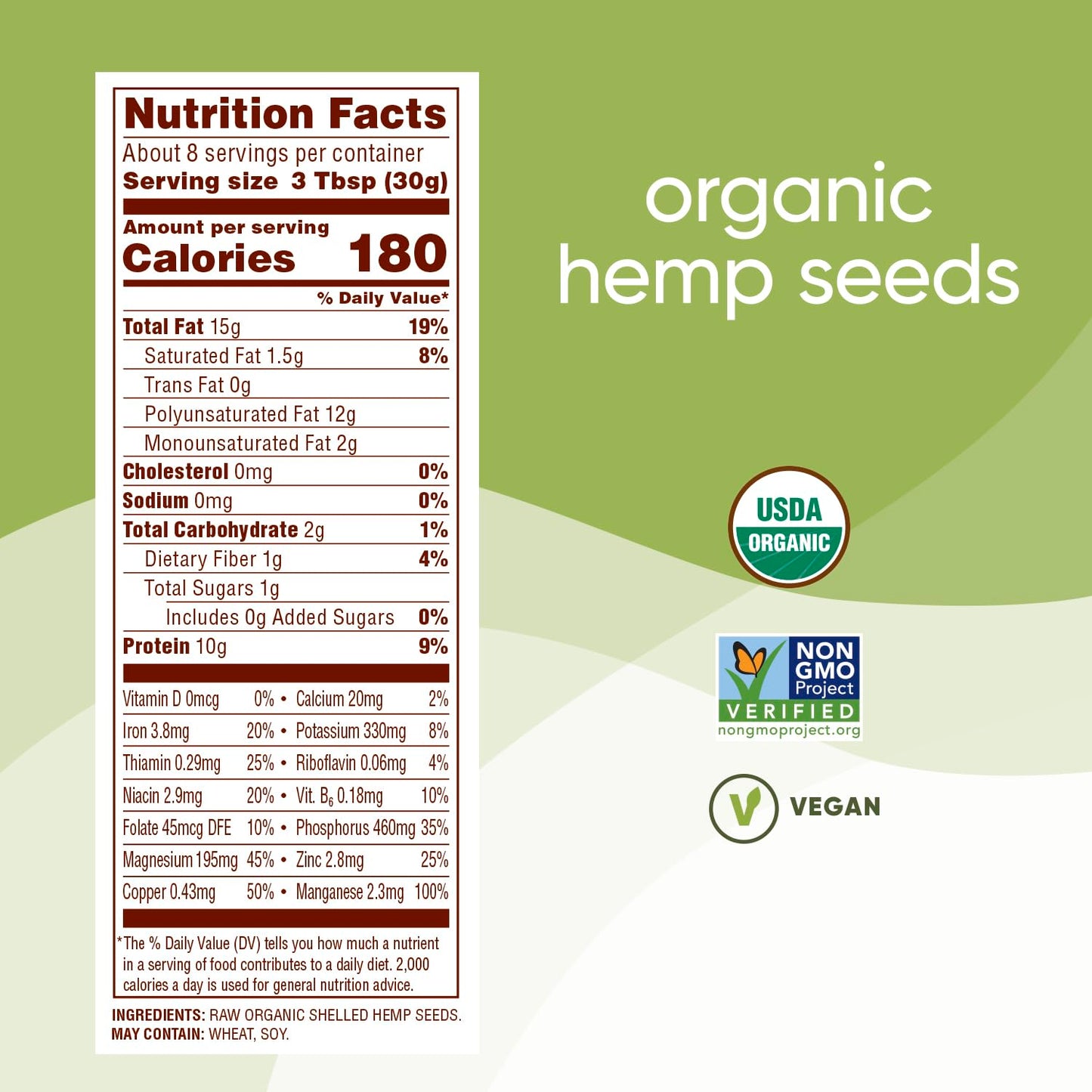 Nutiva Organic Shelled Hempseed, 8 oz, Pack of 6