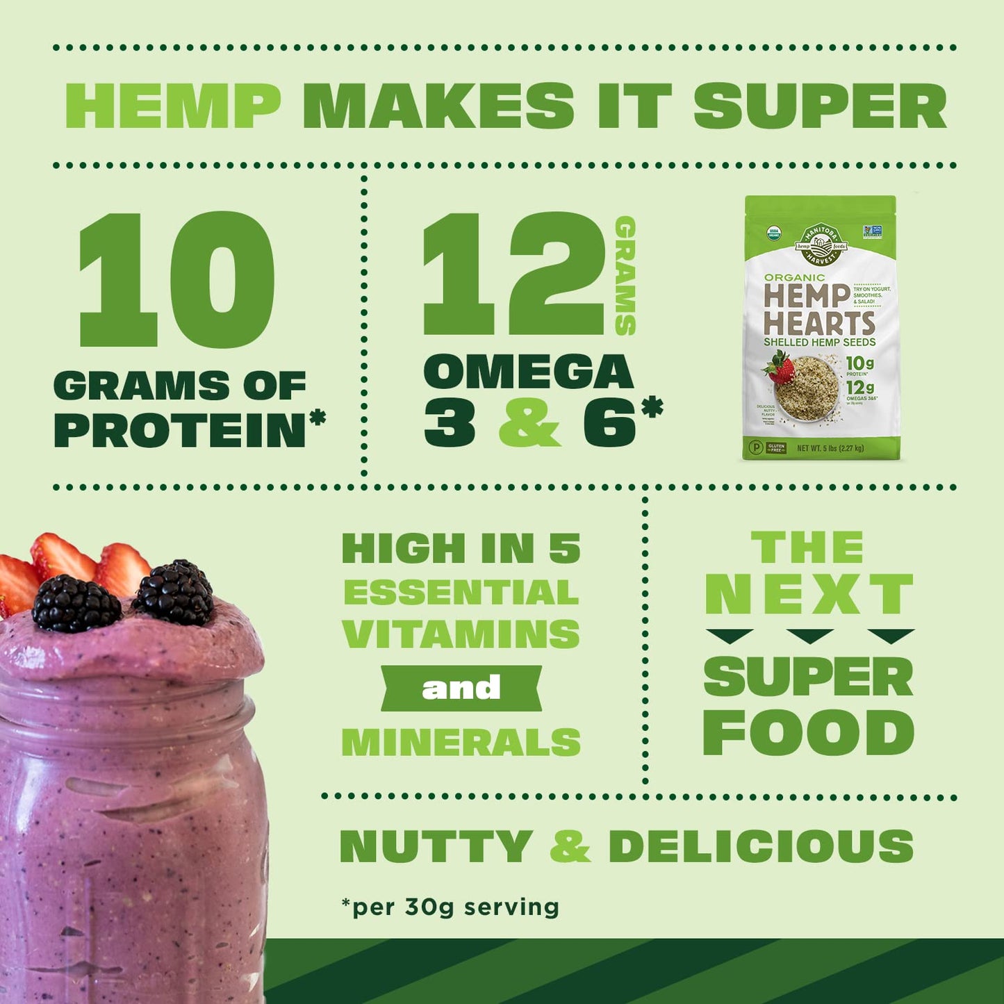 Manitoba Harvest Organic Shelled Hemp Hearts, 5 lb