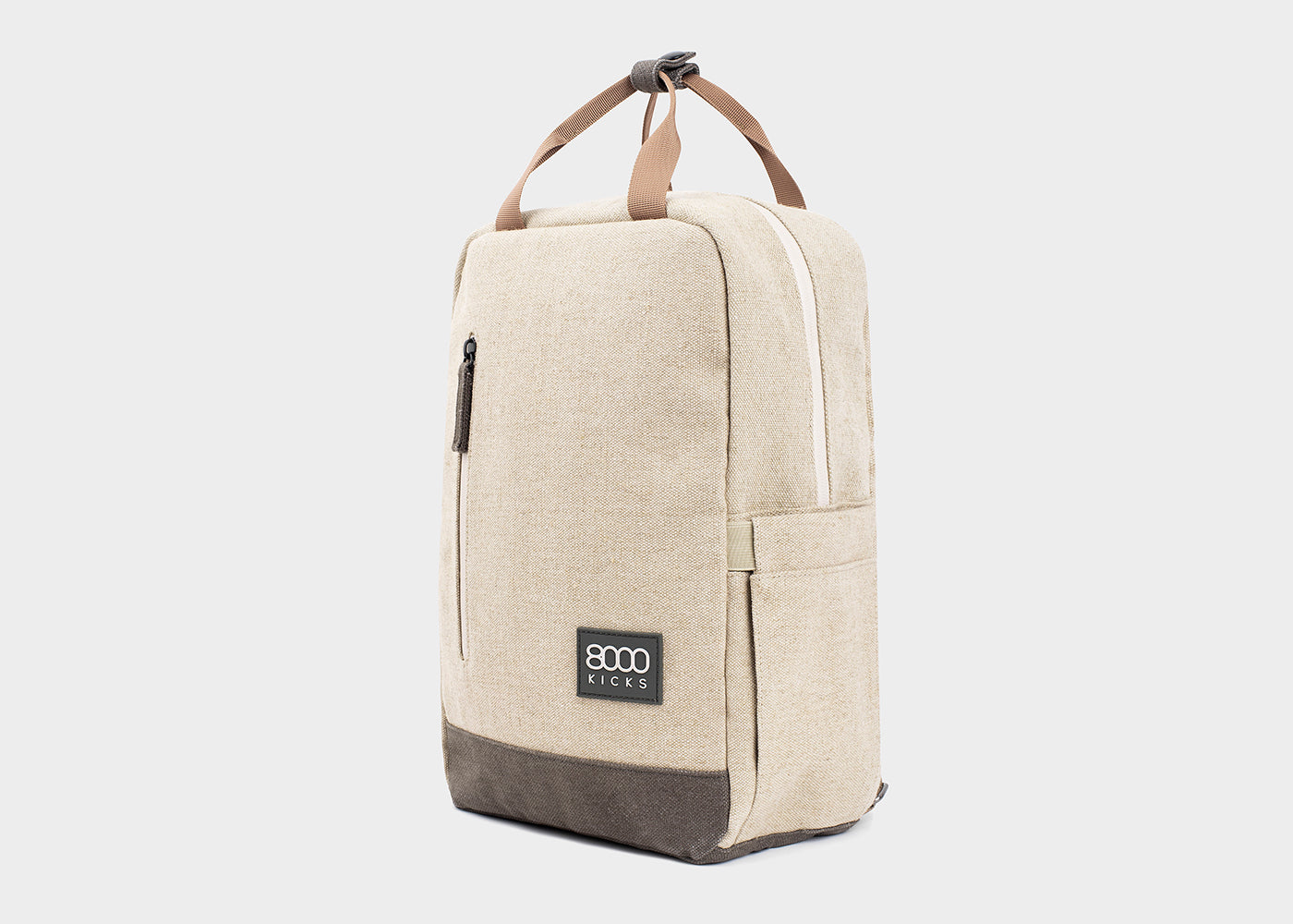 Small Hemp Backpack in Beige and Green