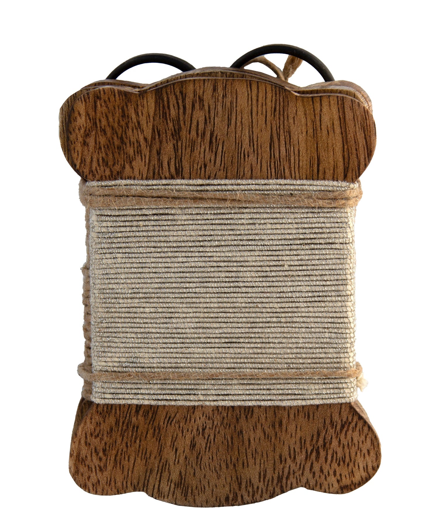 Set of 3 Wood Bobbin Cards with Metallic Jute Cord & Scissors