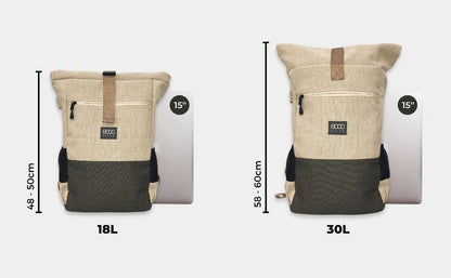 Everyday Hemp Rolltop Backpack in Black