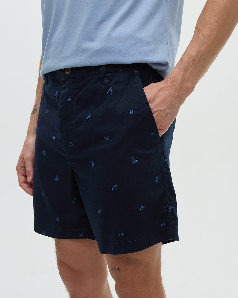 Hemp Latitude 7" Short — Midnight Blue Lake Life by Tentree — view 4