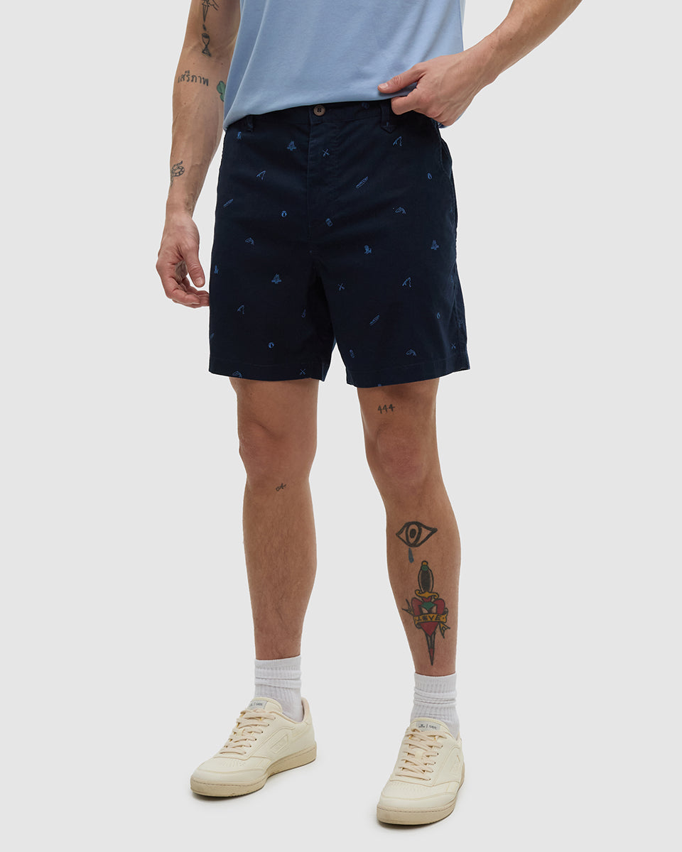 Hemp Latitude 7" Short — Midnight Blue Lake Life by Tentree