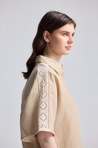 Boxy Shirt with Lace Set