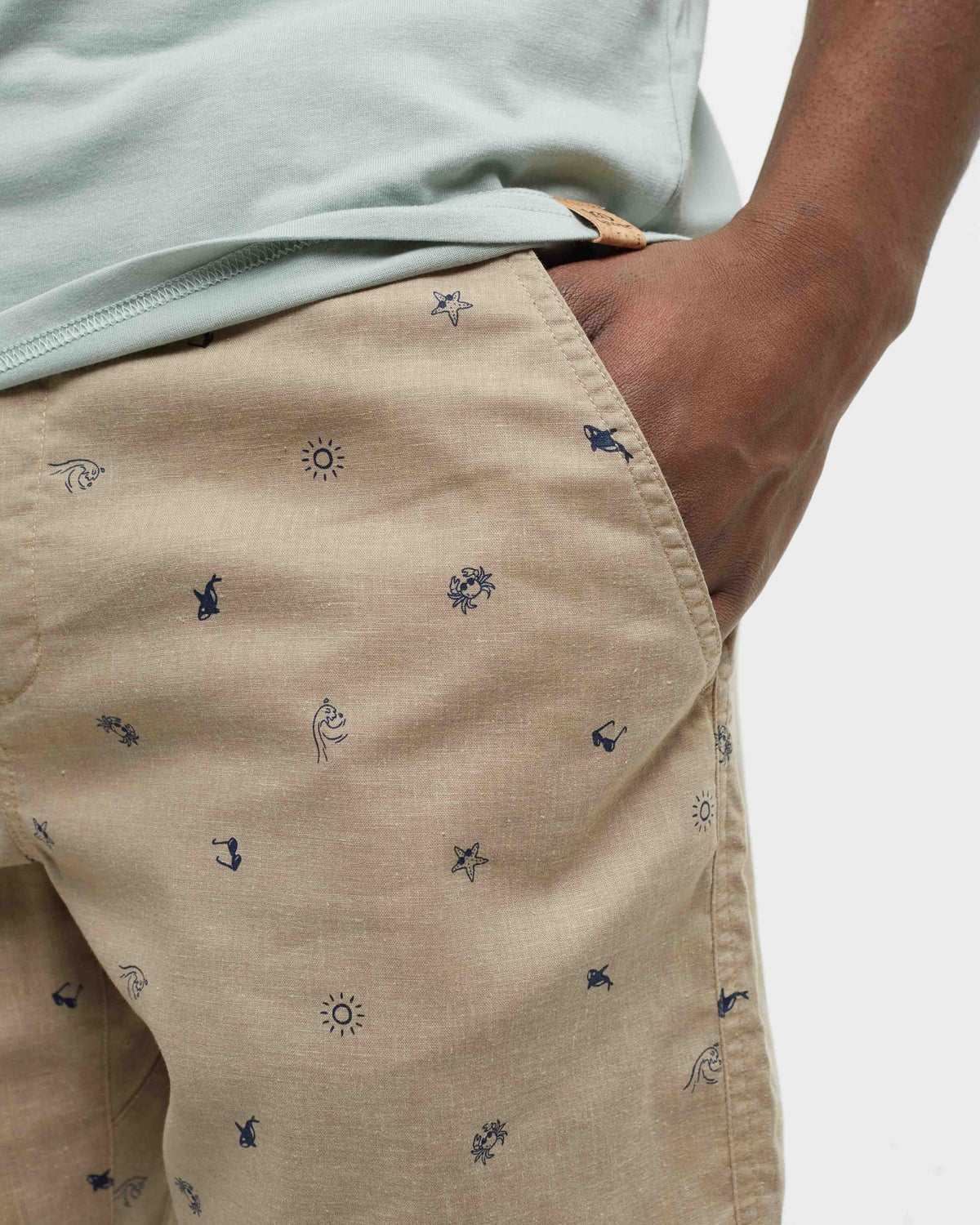 Hemp Latitude Short — Khaki Ocean Marlin by Tentree — view 5