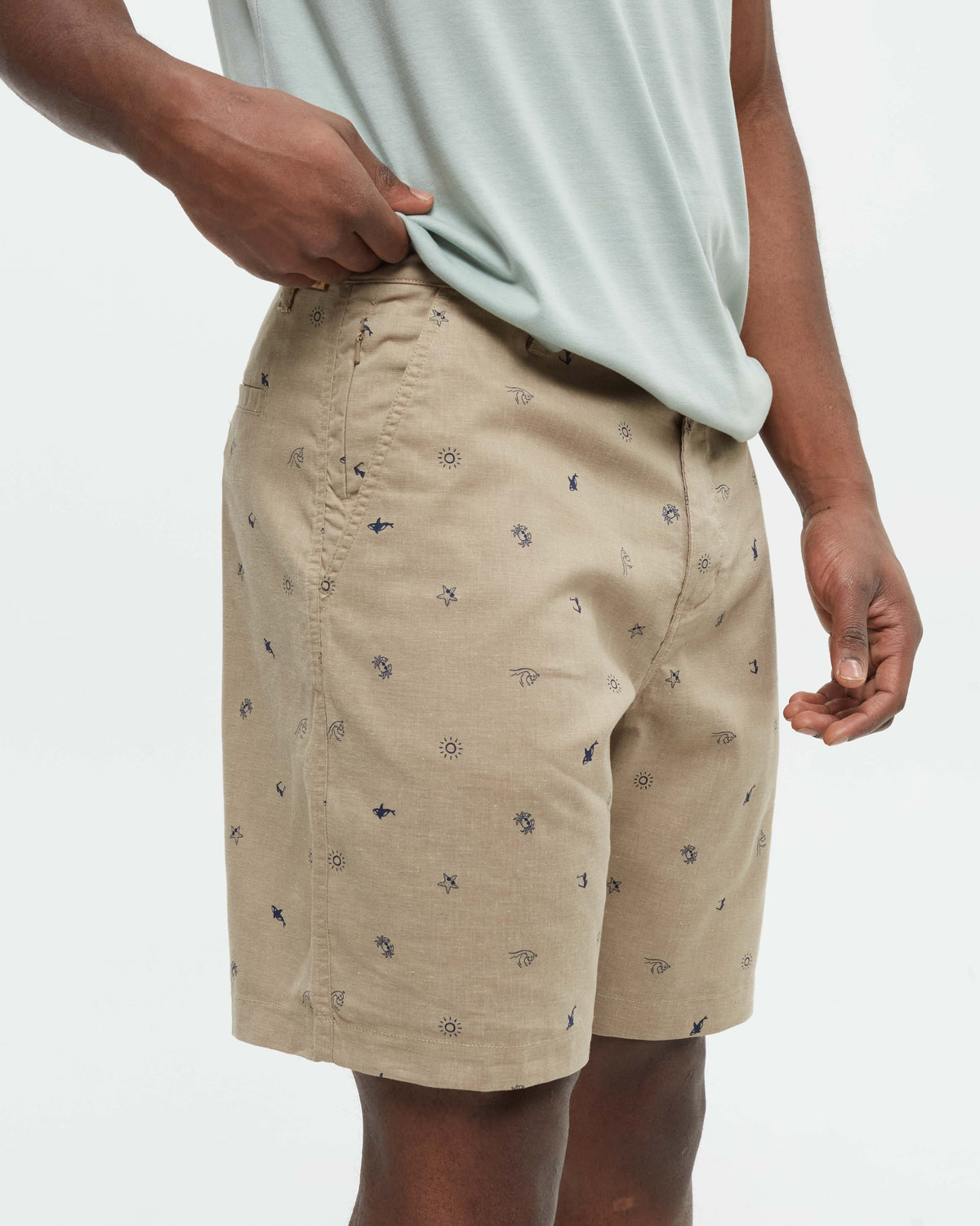 Hemp Latitude Short — Khaki Ocean Marlin by Tentree — view 6