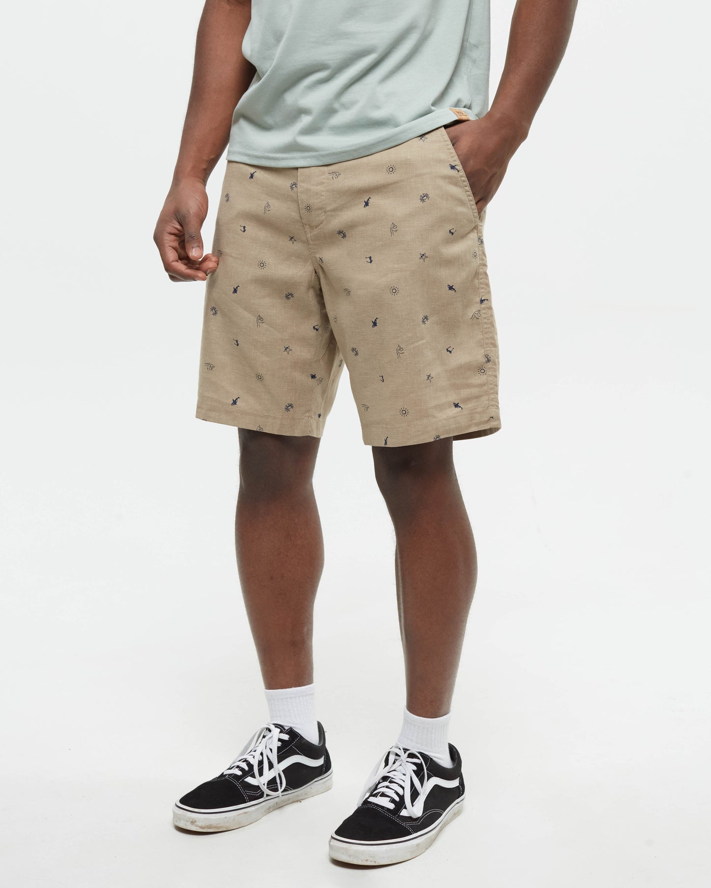 Hemp Latitude Short — Khaki Ocean Marlin by Tentree
