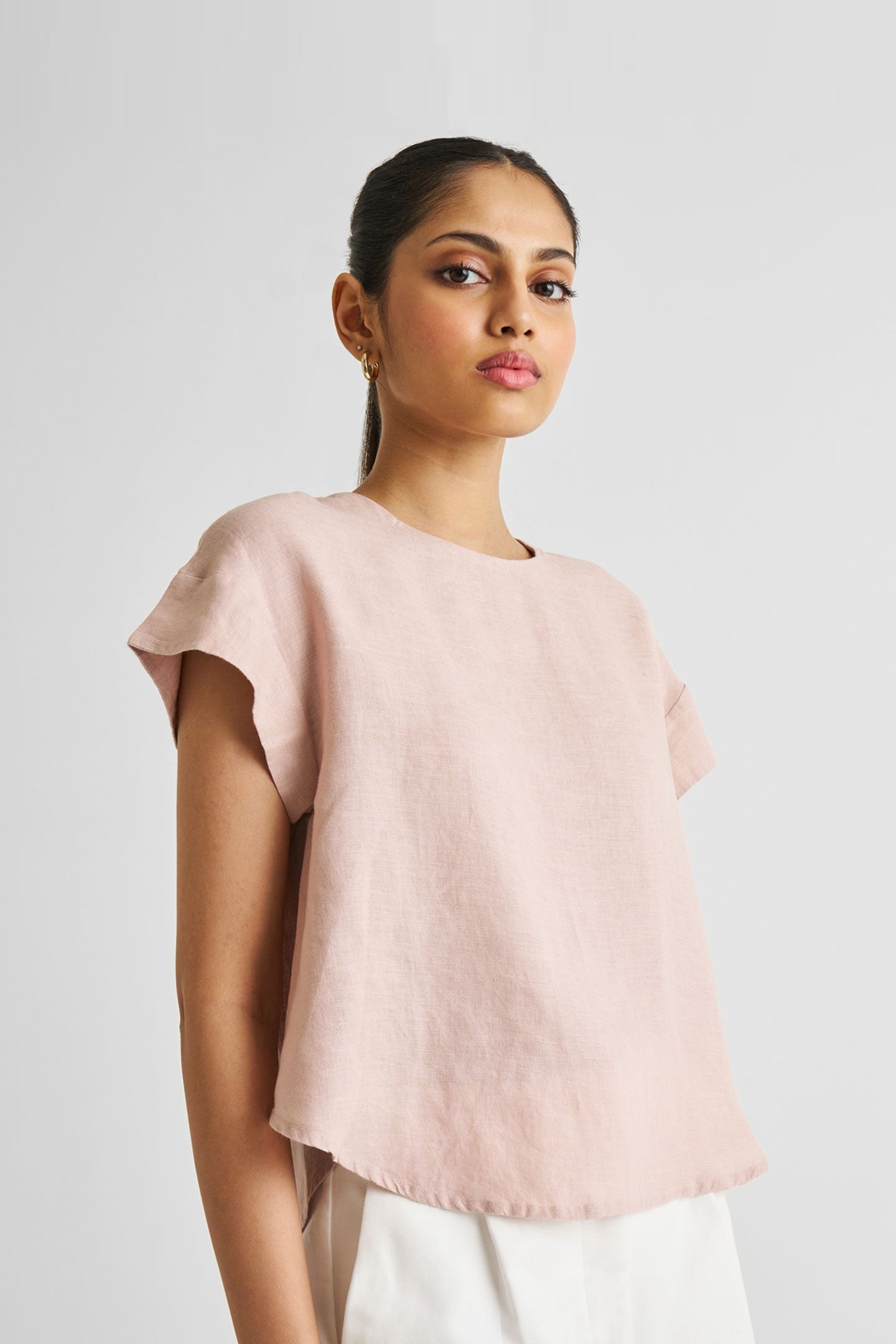 Cap Sleeved Everyday Top in Dusty Pink