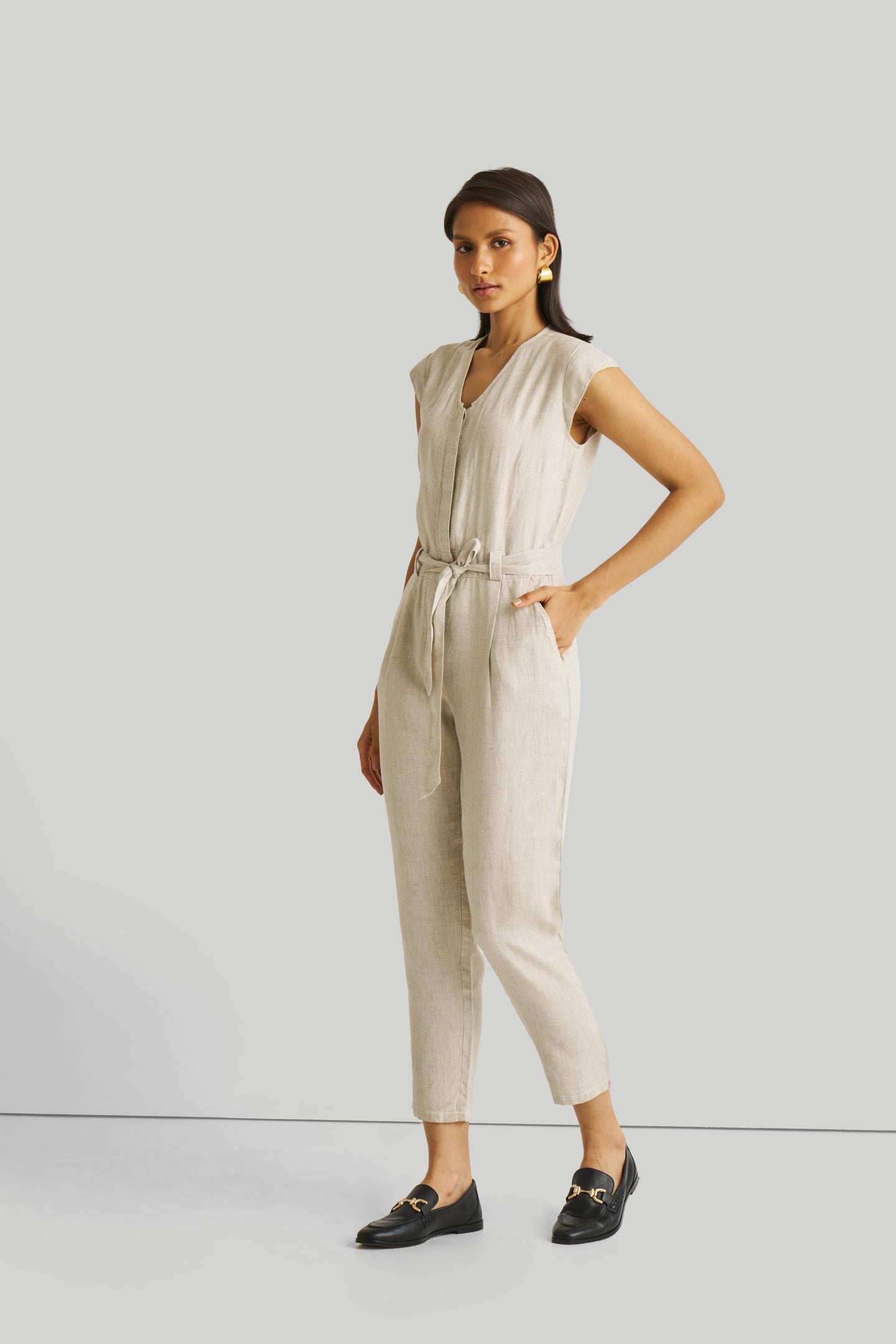 Evening Chai Jumpsuit in Light Beige