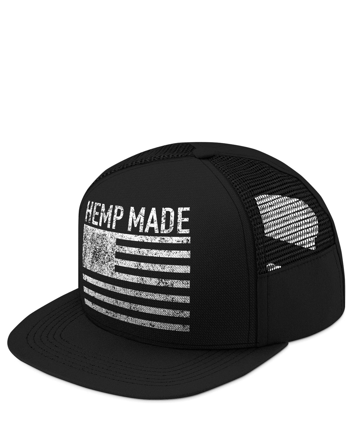 Hemp Trucker Hat with HEMP MADE Logo in Black