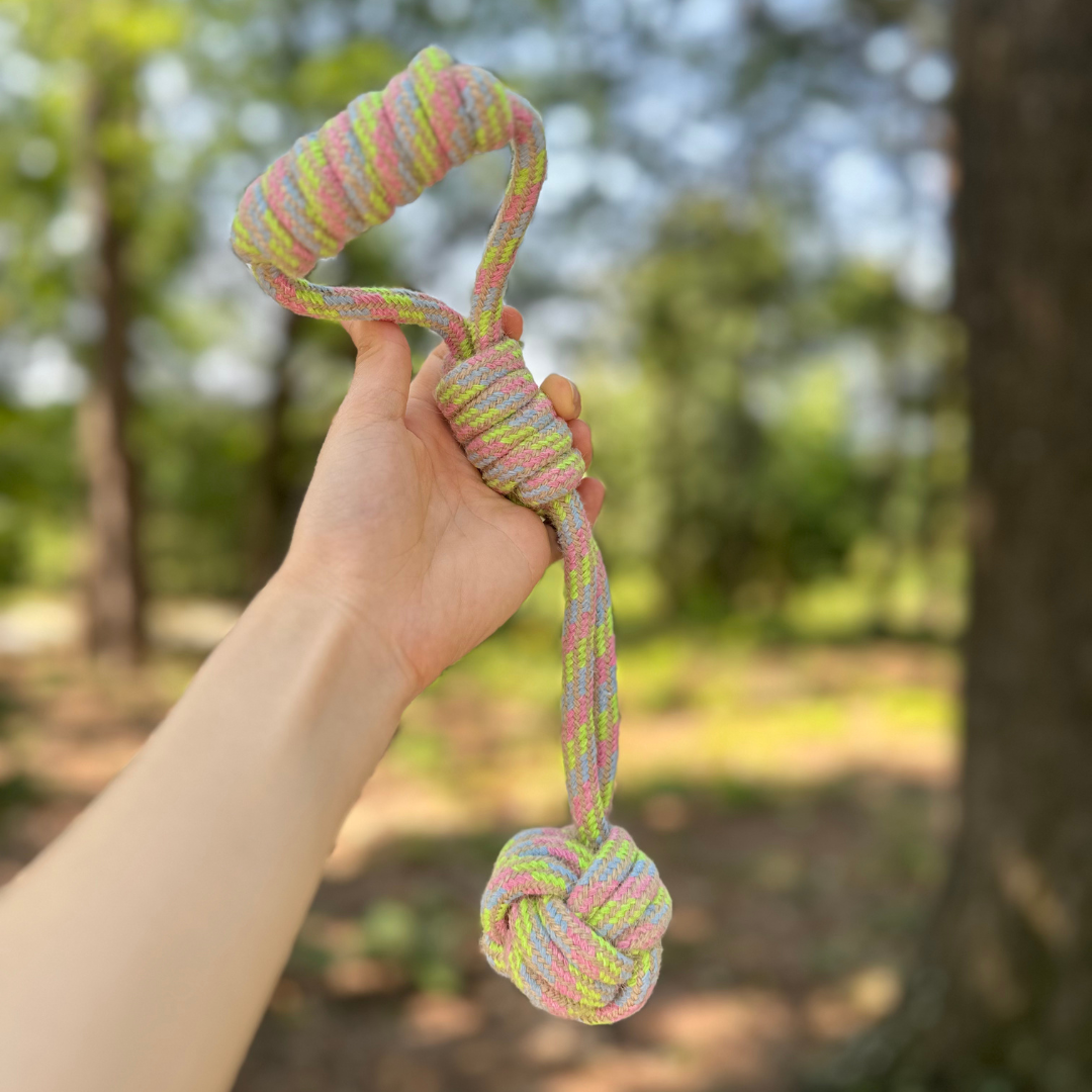 Rainbow Hemp Tug Toy | Monkey Fist