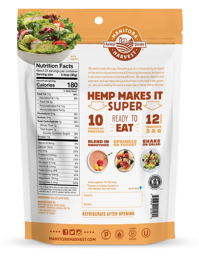 Manitoba Harvest Raw Hemp Hearts, 24 oz