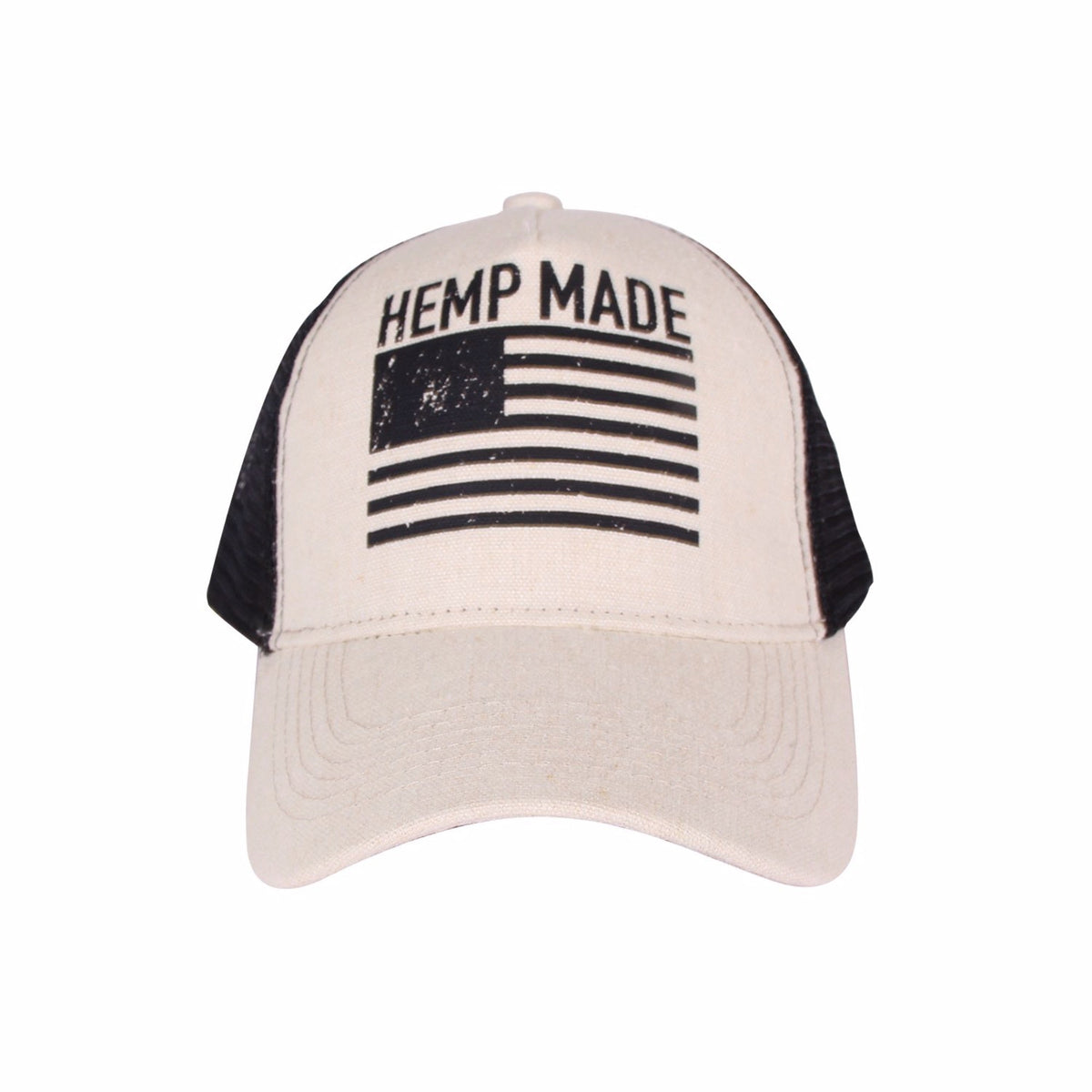 Hemp Trucker Hat with HEMP MADE Logo in Natural