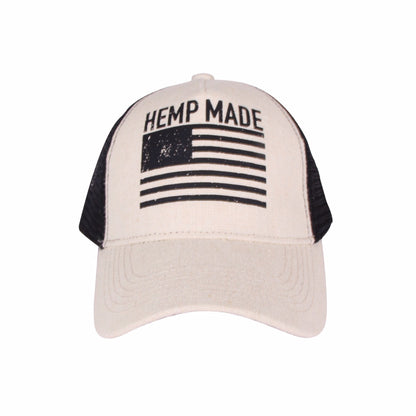 Hemp Trucker Hat with HEMP MADE Logo in Natural
