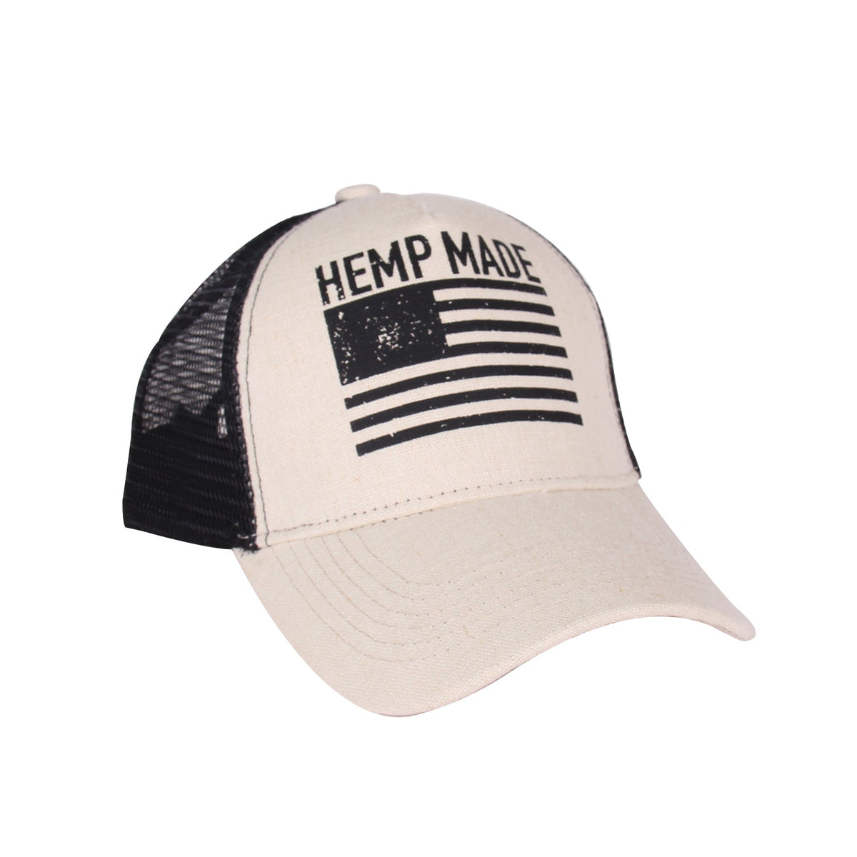 Hemp Trucker Hat with HEMP MADE Logo in Natural