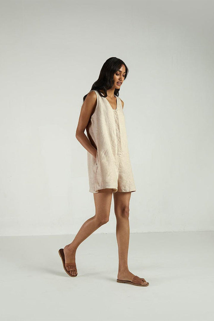 Romp and Play Romper In Sand Beige