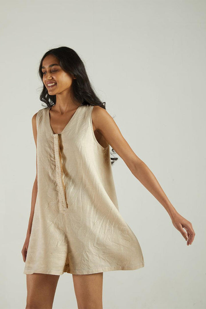 Romp and Play Romper In Sand Beige