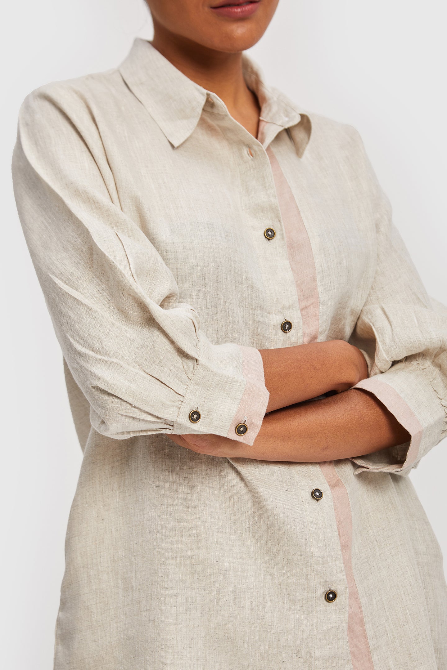 Classic Stripe Hemp Shirt in Light Beige