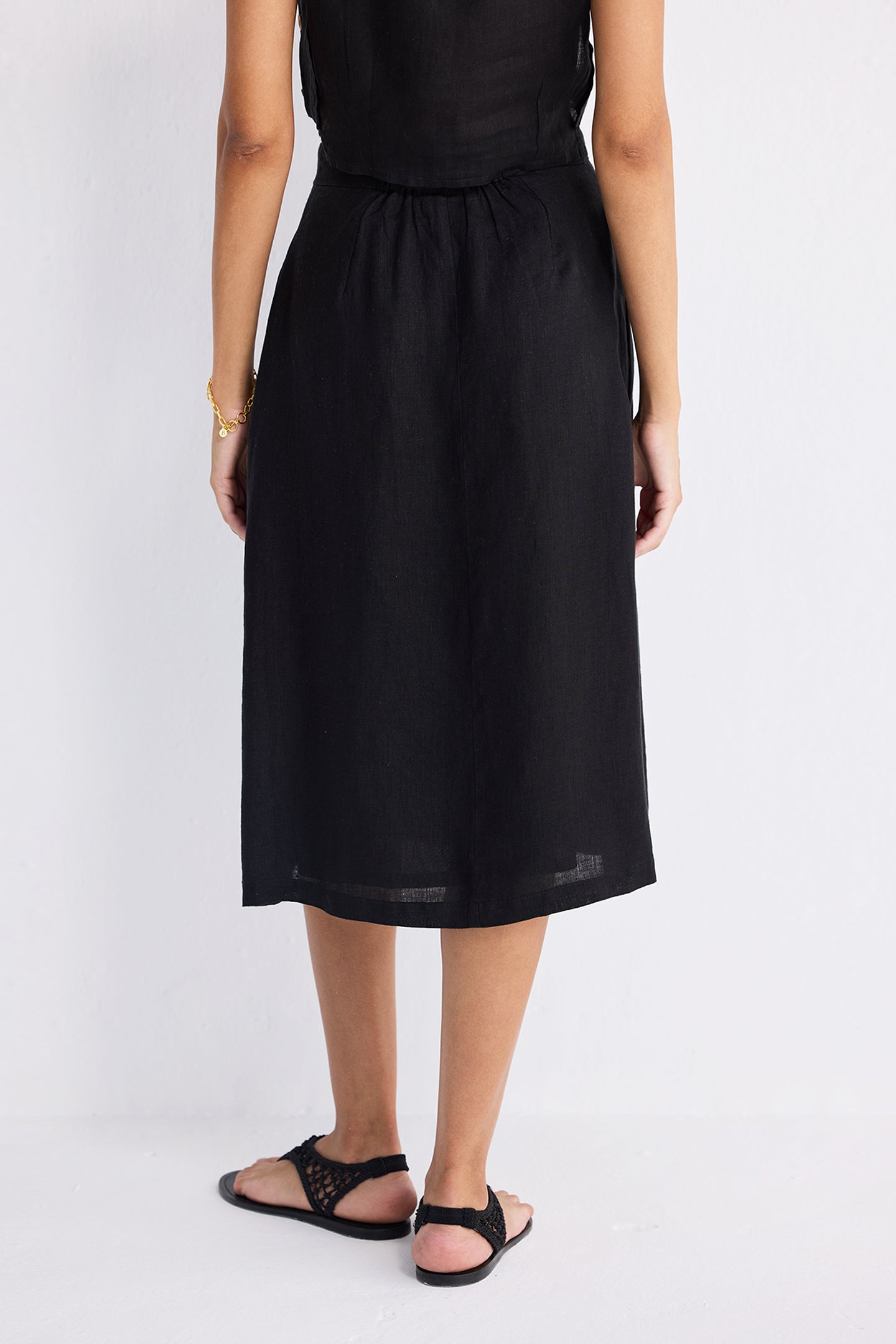 Overlap Midi Skirt in Black