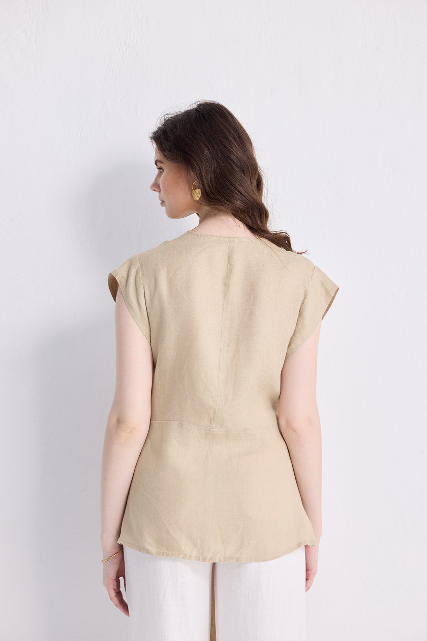 Power Moves Short Sleeve Top in Neutral Beige