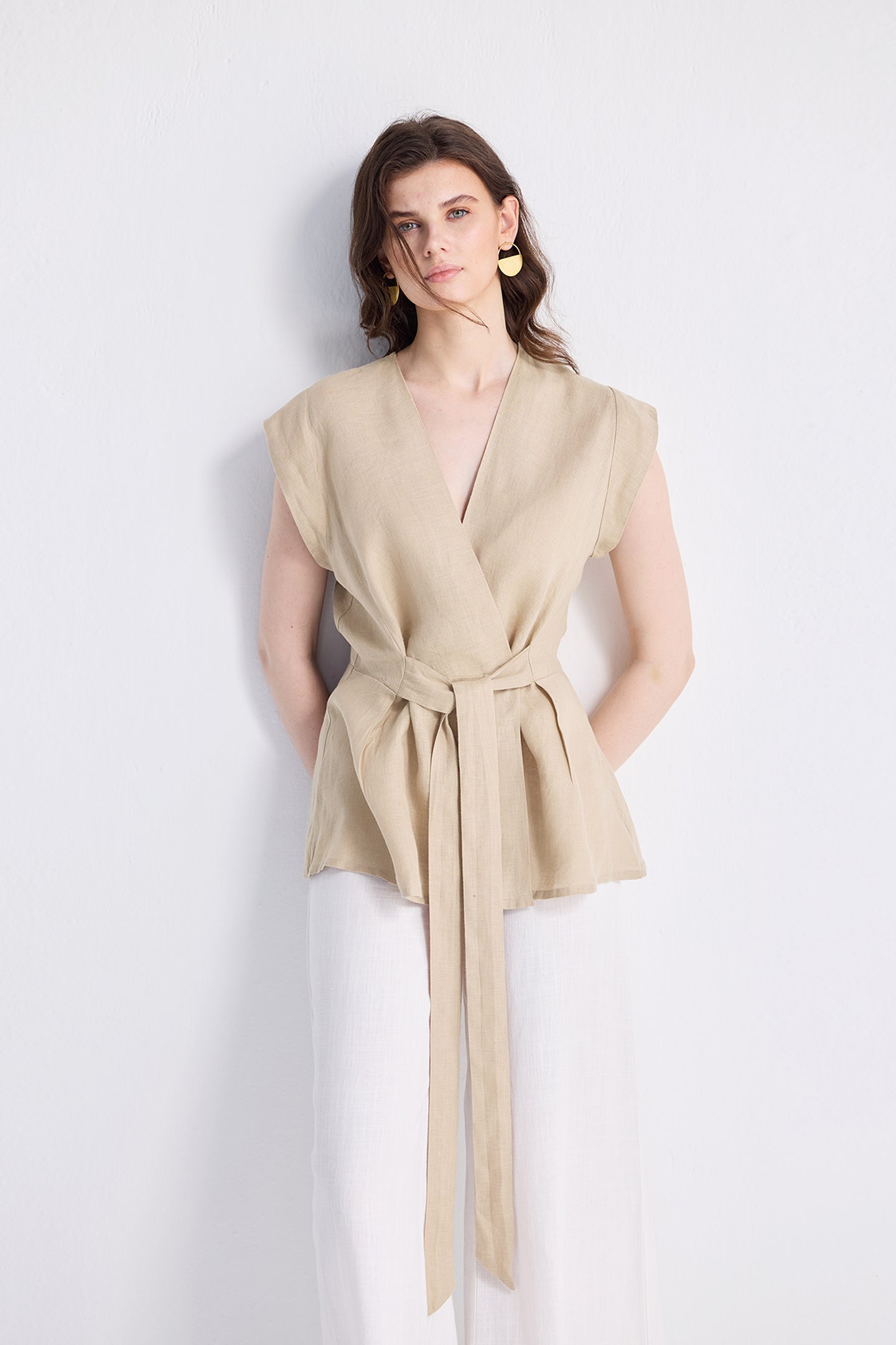 Power Moves Short Sleeve Top in Neutral Beige