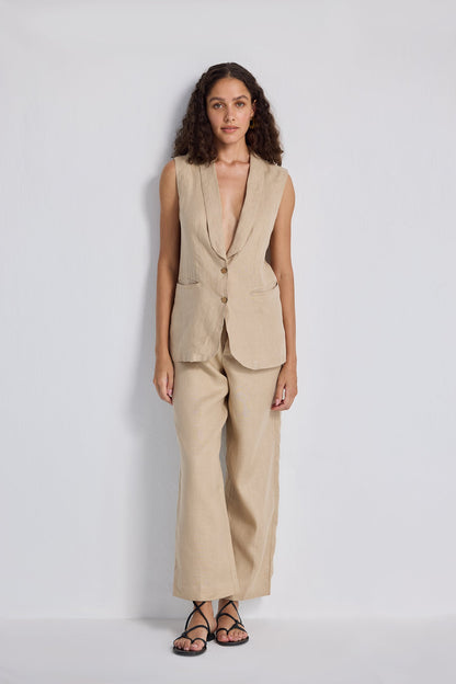 Sleeveless Hemp Jacket Set