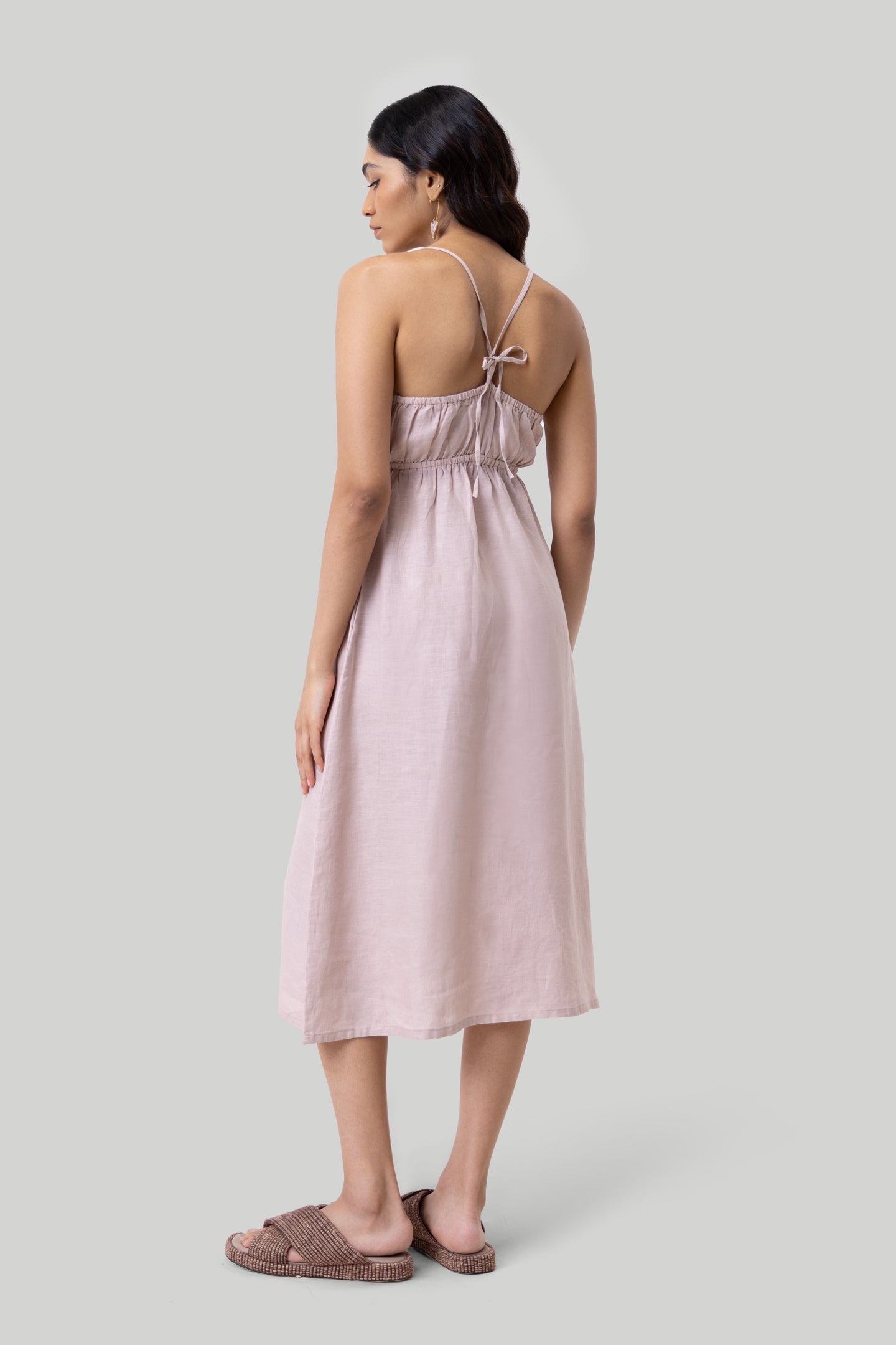 Strappy Midi Camisole Dress in Pink