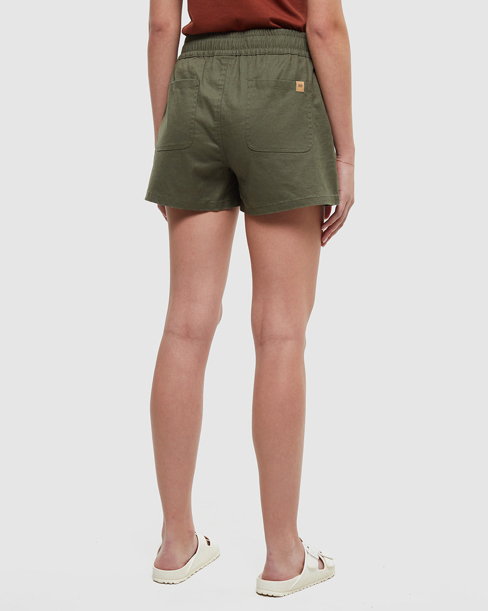 Hemp Stretch Instow Short — Deep Olive by Tentree — view 3