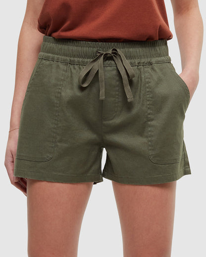 Hemp Stretch Instow Short — Deep Olive by Tentree — view 4