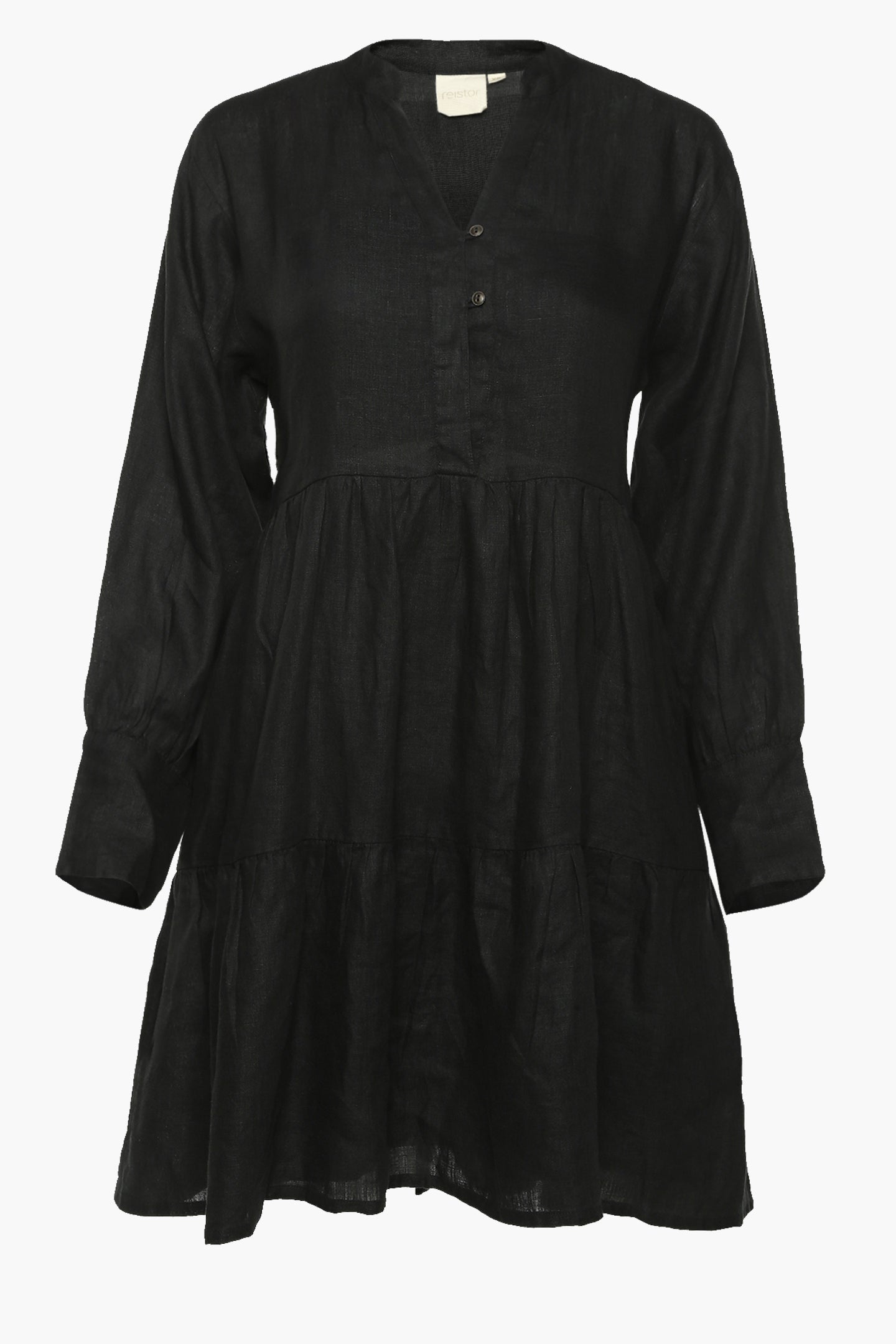 V-neck Tiered Dress in Black