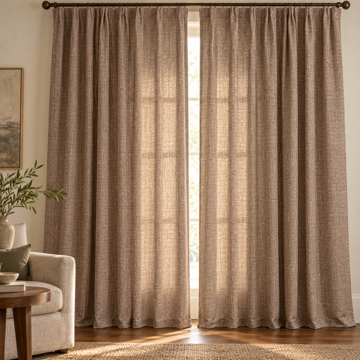 ORDER#: H-L10 100% Hemp Linen, Taupe - Weight: 10 oz. Width: 60"