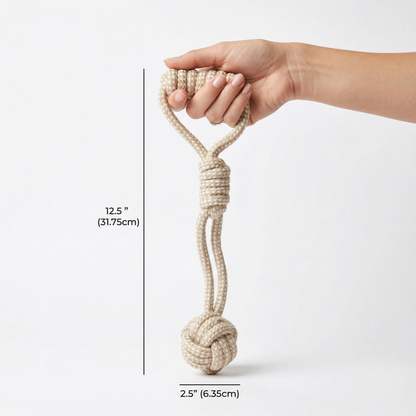 Forest Knot Hemp Rope Tug Toy with Handle