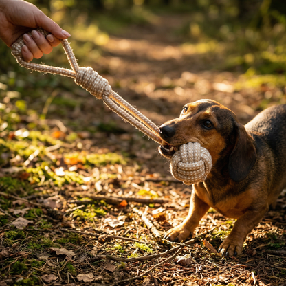Forest Knot Hemp Rope Tug Toy with Handle