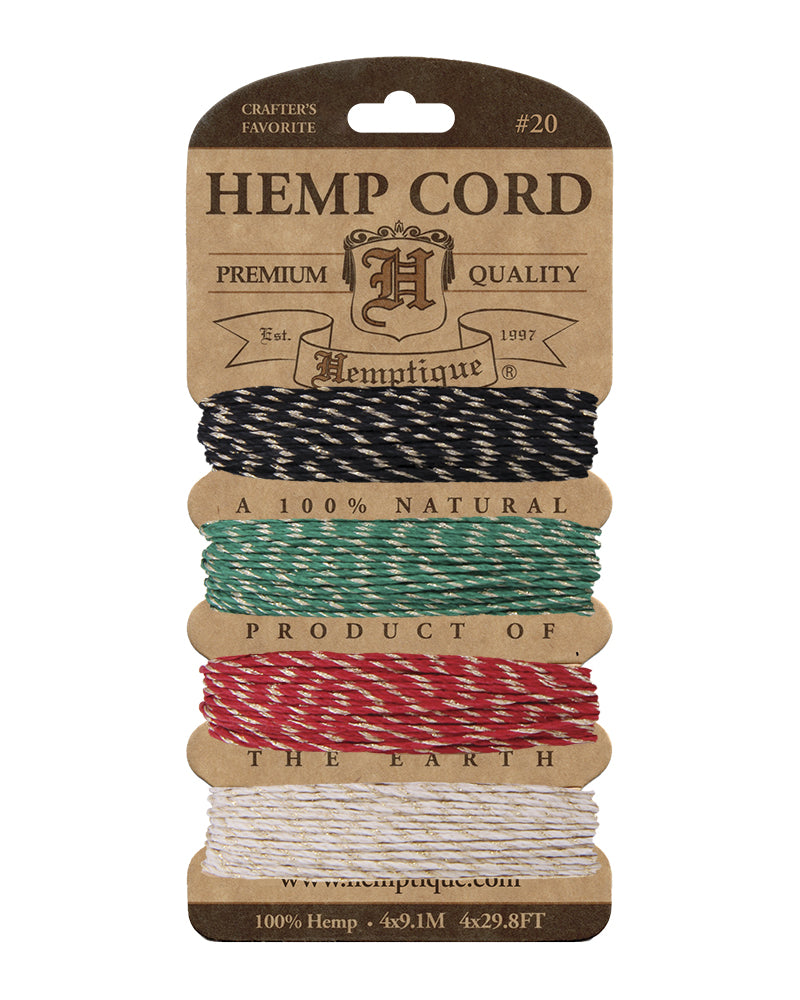 #20 (1mm) Hemp Cord Metallic & Glitter Cards